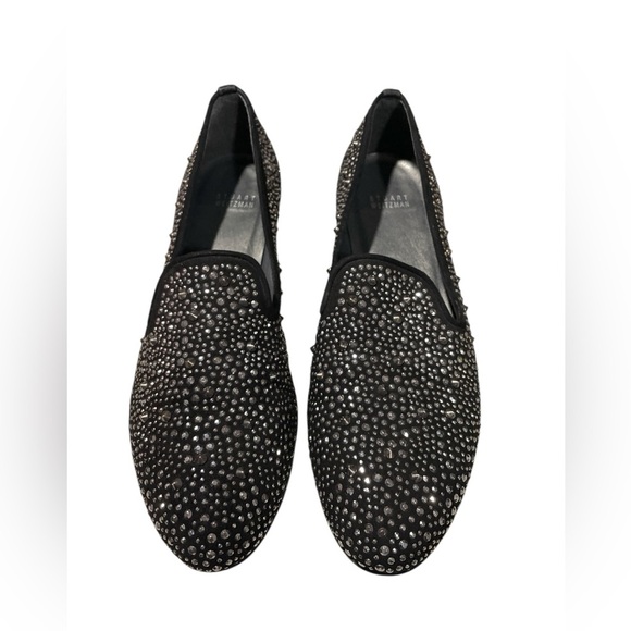 Stuart Weitzman Slipbead Studded Black Smoking Loafer - Picture 2 of 4